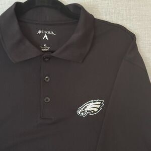 Philadelphia Eagles Polo Shirt Mens XL Black NFL Antigua Embroidered Logo